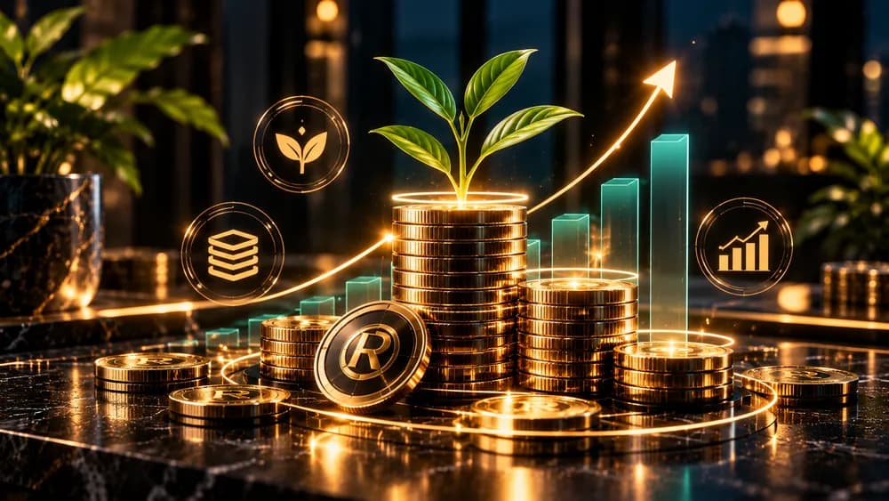 Conceptual staking illustration, not a projection or promise of returns