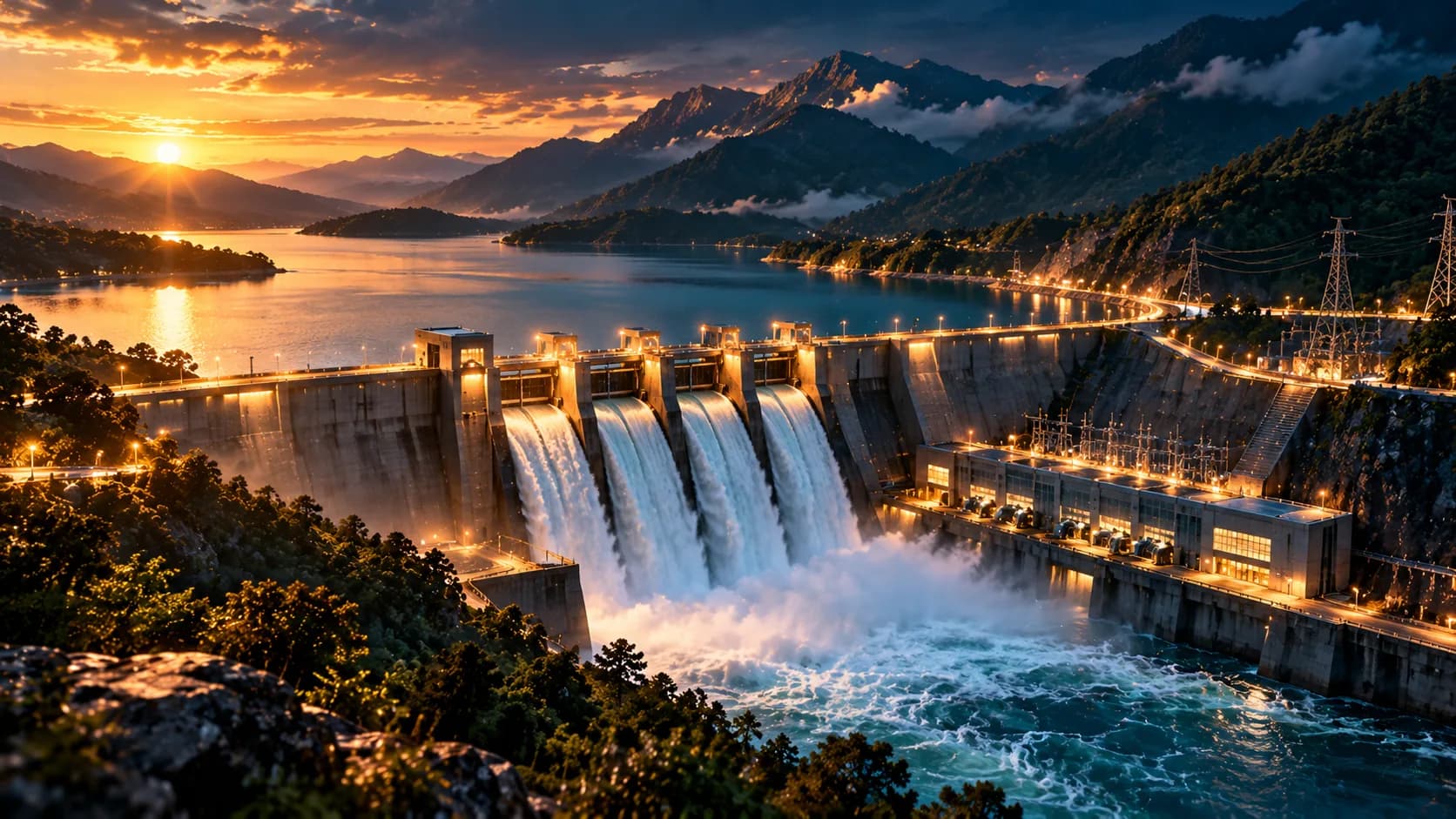 Generated hydroelectric dam in a mountain valley, not a ReCore facility